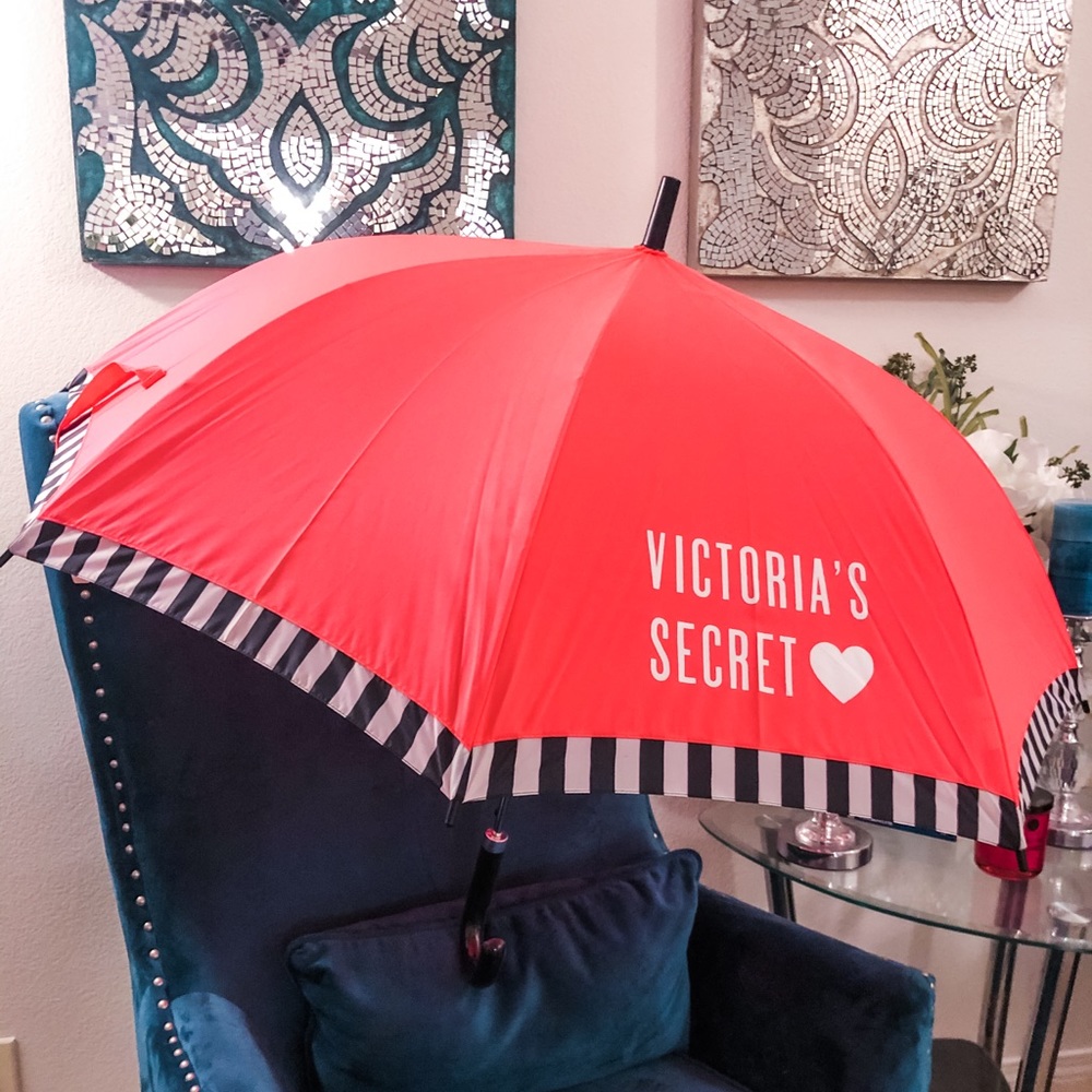 NWT! Victoria’s Secret Neon Coral Striped Umbrella